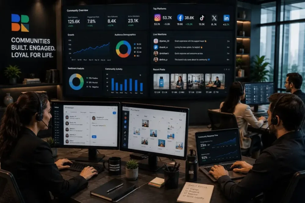 BrandReturns social media community management: engagement, sentiment and response dashboard